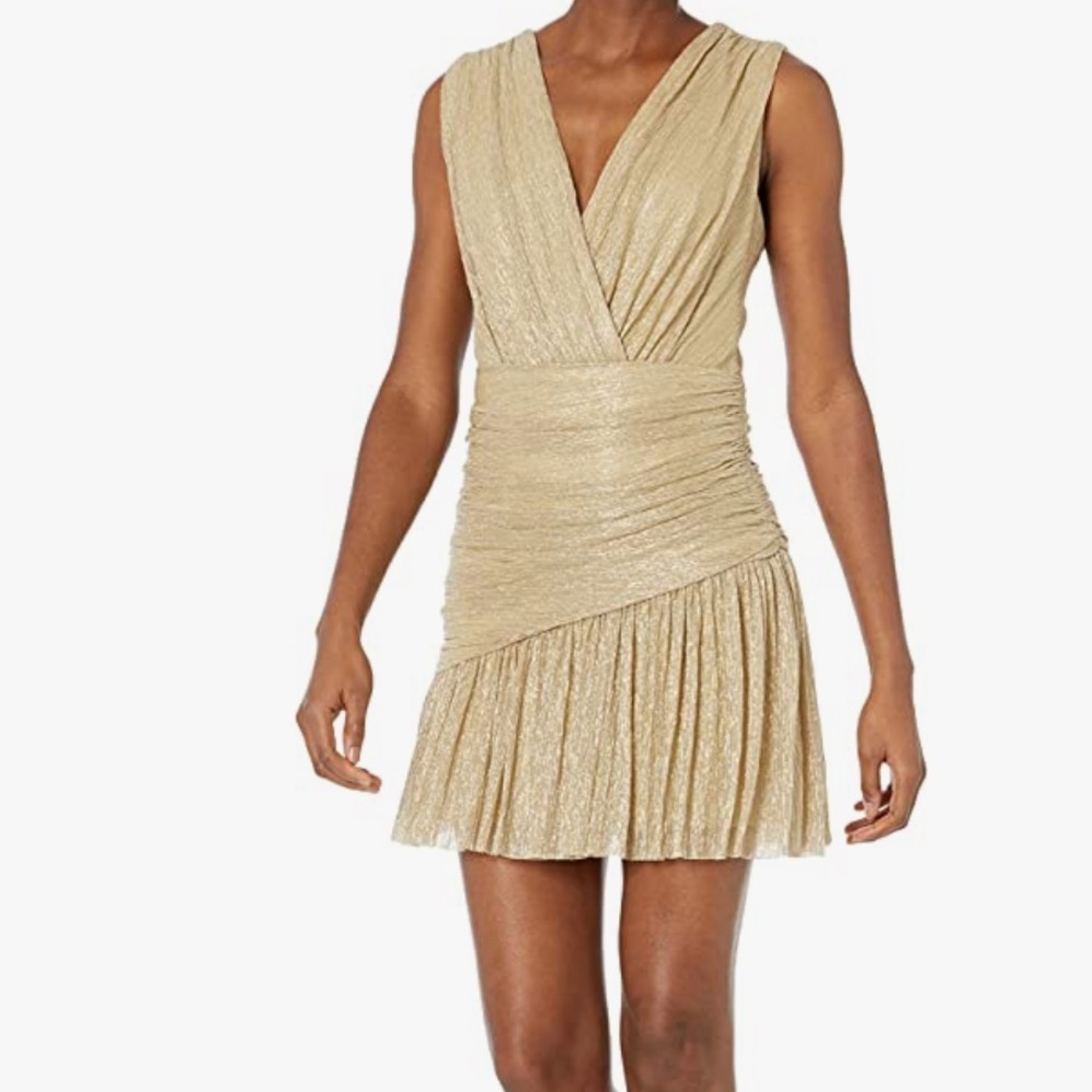 BCBGMAXAZRIA Flare Mini Dress with Plunging V Neck excellent condition. Size S